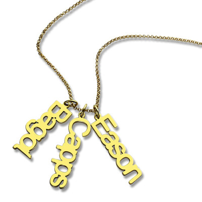 Customised Vertical Multiable Names Necklace 18ct Gold
