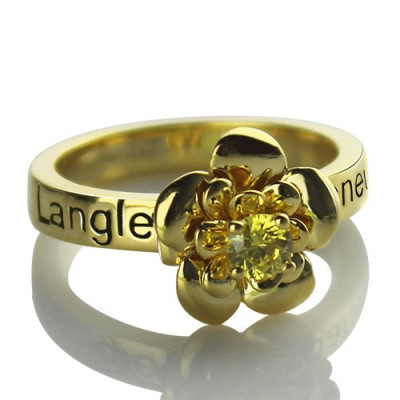 Promise Rose Ring for Her with Birthstone 18ct Gold 
