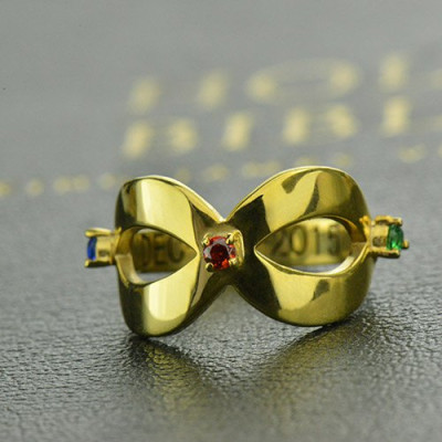 18ct Gold Engraved Infinity Birthstone Ring 