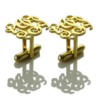 Monogrammed Cuff links Cut Out Initials 18ct Gold