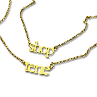 Double Layer Mini Name Necklace 18ct Gold