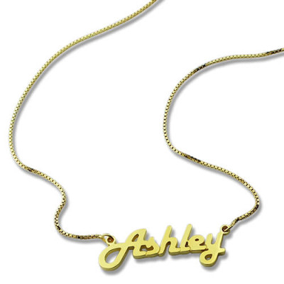 Retro Stylish Name Necklace 18ct Gold