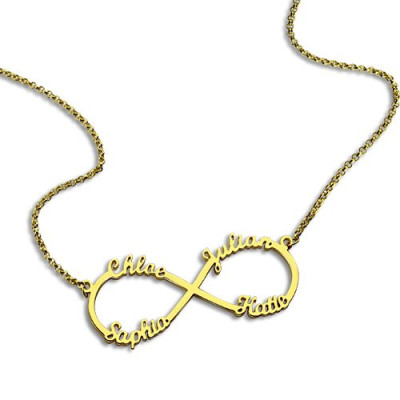 Custom 18ct Gold Infinity Necklace 4 Names