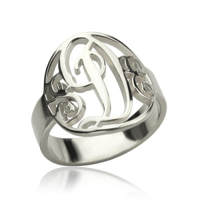 Personalized Rings Monogram Initial Sterling Silver