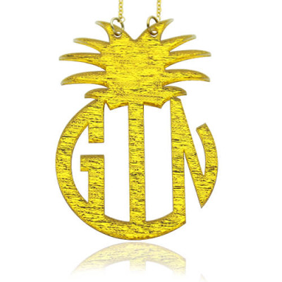 Personalized Acrylic Block Monogram Pineapple Necklace