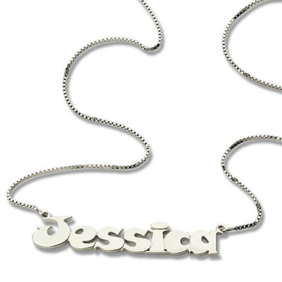 Kids Comic Name Necklace Sterling Silver