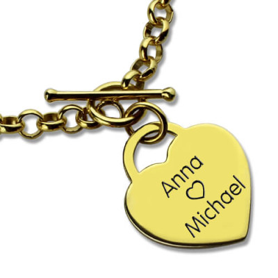 Personalized Heart Name Bracelets 18ct Gold