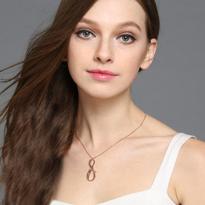 Vertical Infinity Sign Necklace with Birthstones  