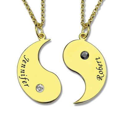 Yin Yang Necklaces Set for Couples or Friend 18ct Gold
