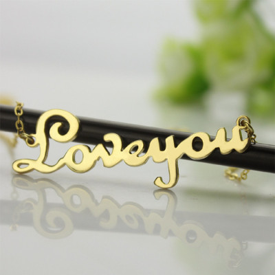Personalized 18ct Gold French Font I Love You Name Necklace