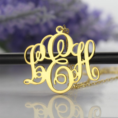 Personalized Vine Font Initial Monogram Necklace 18ct Gold