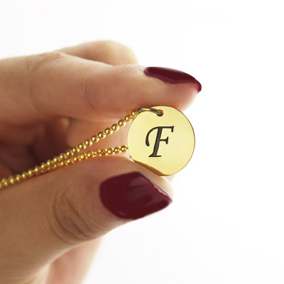 Personalized Initial Charm Discs Necklace 18ct Gold