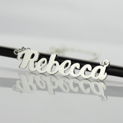 Personalized 18ct White Gold Plated Puff Font Name Necklace