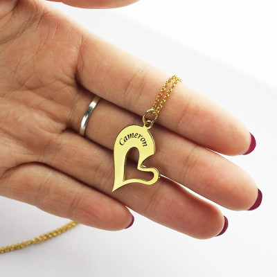 Double Name Heart Friend Necklace Couple Necklace Set 18ct Gold
