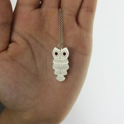 Cute Birthstone Owl Name Necklace for Girls 
