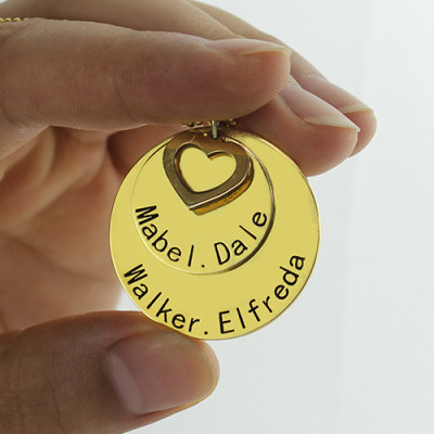 Disc Family Jewellery Necklace Engraved Name 18ct Gold