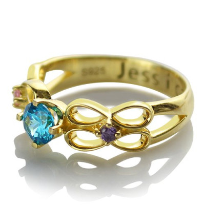 Birthstone Infinity Promise Ring With Name 18ct Gold 
