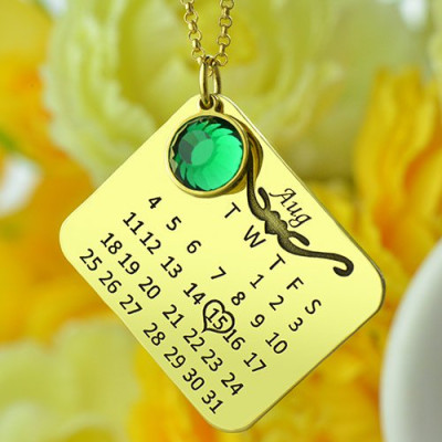 Birth Day Gifts - Birthday Calendar Necklace 18ct Gold