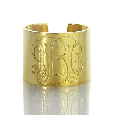 Script Monogram Cuff Ring Gifts 18ct Gold