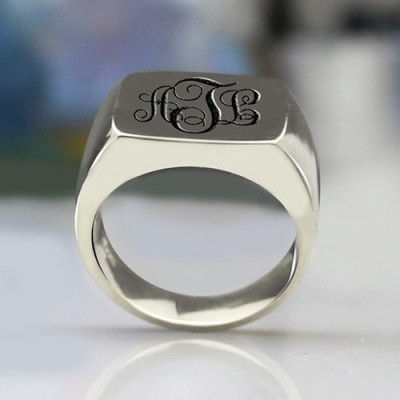 Personalized Signet Ring Sterling Silver with Monogram