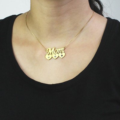 Moms Necklace With Children Birthstone In 18ct Gold 
