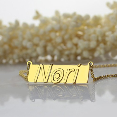 Custom Nameplate Bar Necklace 18ct Gold