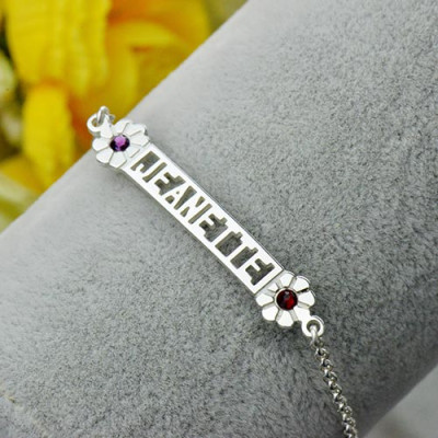 Personalized ID Birthstone Name Bracelet For Teens 