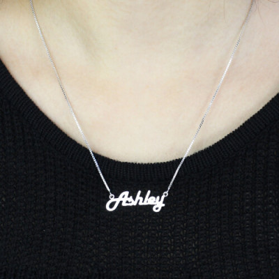 Sterling Silver Retro Name Necklace