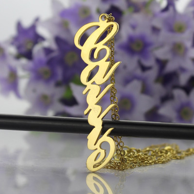 Solid Gold 18ct Personalized Vertical Carrie Style Name Necklace