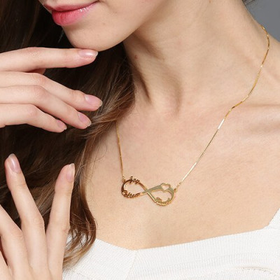 Heart Infinity Necklace 3 Names 18ct Gold