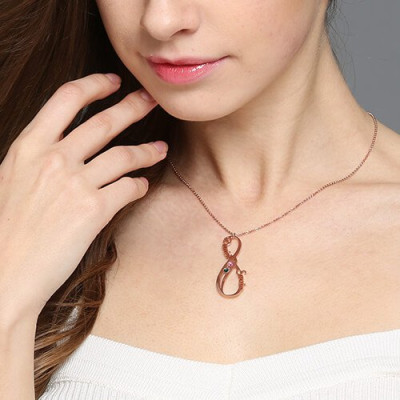 Vertical Infinity Sign Necklace with Birthstones  