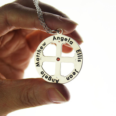 Family Circle Cross Name Necklace Silver