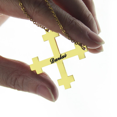 Gold Plated Silver Julian Cross Name Necklaces Troubadour Cross