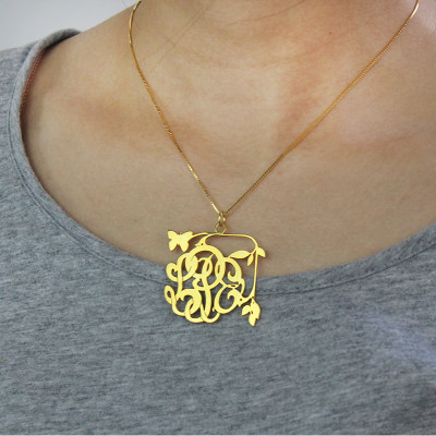 Vines  Butterfly Monogram Initial Necklace 18ct Gold