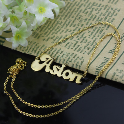 Personalized 18ct Gold BANANA Font Style Name Necklace