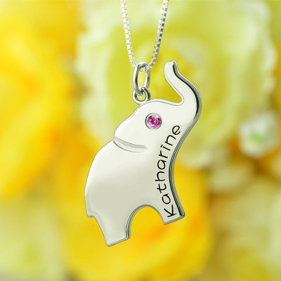 Good Luck Gifts - Elephant Necklace Engraved Name