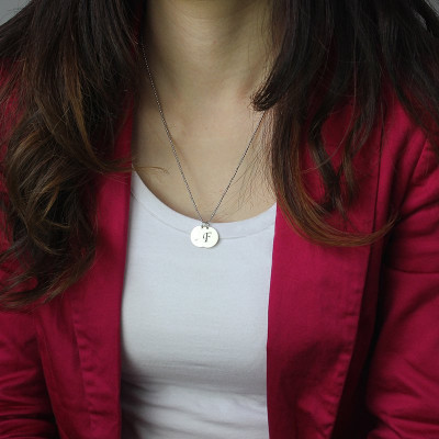 Personalized Initial Discs Necklace Silver