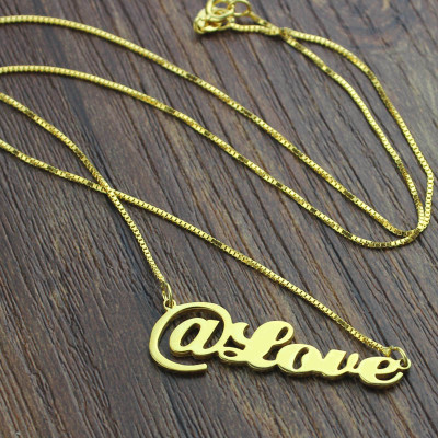 Twitter At Symbol Name Necklace 18ct Gold