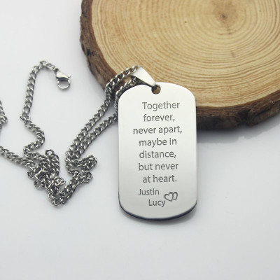 Man's Dog Tag Love Theme Name Necklace