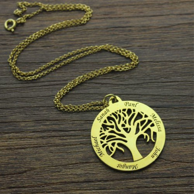 Tree of Life Jewellery Family Name Necklace in 18ct Gold