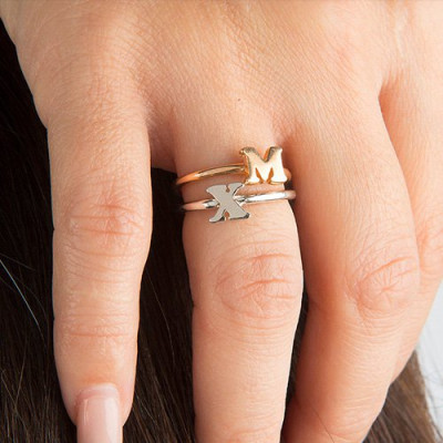Personalized Women's Midi Initial Ring Sterling Silver