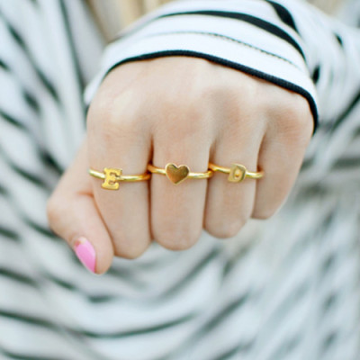 Stackable Initial Ring 18ct Gold