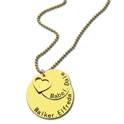Disc Family Jewellery Necklace Engraved Name 18ct Gold