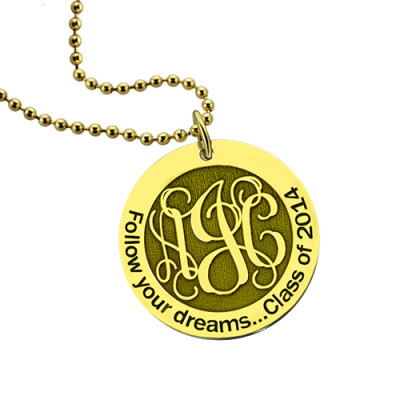 Follow Your Dreams Disc Monogram Necklace 18ct Gold
