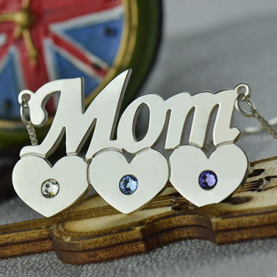 Mother Necklace With Children Birthstone Silver 