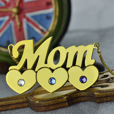 Moms Necklace With Children Birthstone In 18ct Gold 