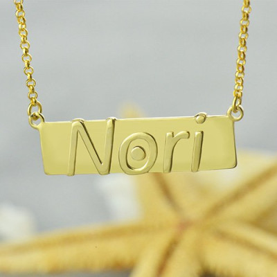 Custom Nameplate Bar Necklace 18ct Gold