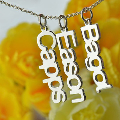 Customised Vertical Multi Names Necklace Sterling Silver