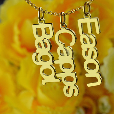 Customised Vertical Multiable Names Necklace 18ct Gold