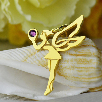 Fairy Birthstone Necklace for Girlfriend 18ct Gold Silver 925 